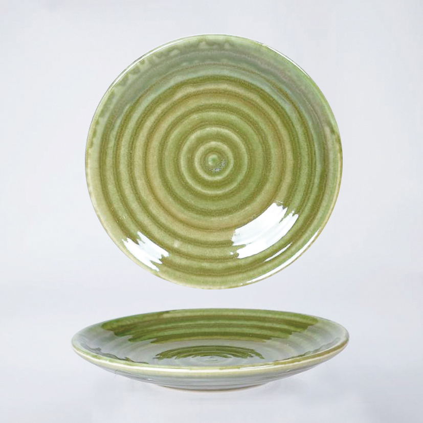 綠釉6.75"翅壺碟碗