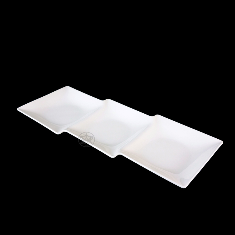 大同磁器 象牙強化 17吋三格長方造形盤 S001(44x20xH3cm)