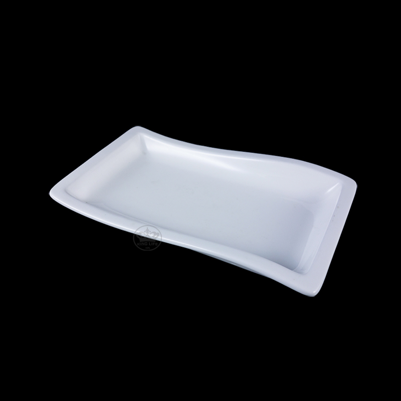 大同磁器 象牙強化 長方波浪盤/大 S001(24x14.5xH3cm)