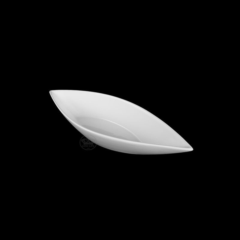 大同磁器 象牙強化 葉形深盤(小) S001(31.3x12.3xH6.3cm)