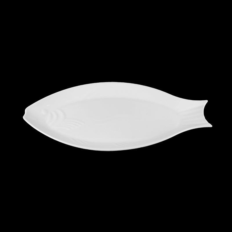 大同磁器 象牙強化 15.5長方鮮魚盤 S001(39.5x18.5xH3.5cm)