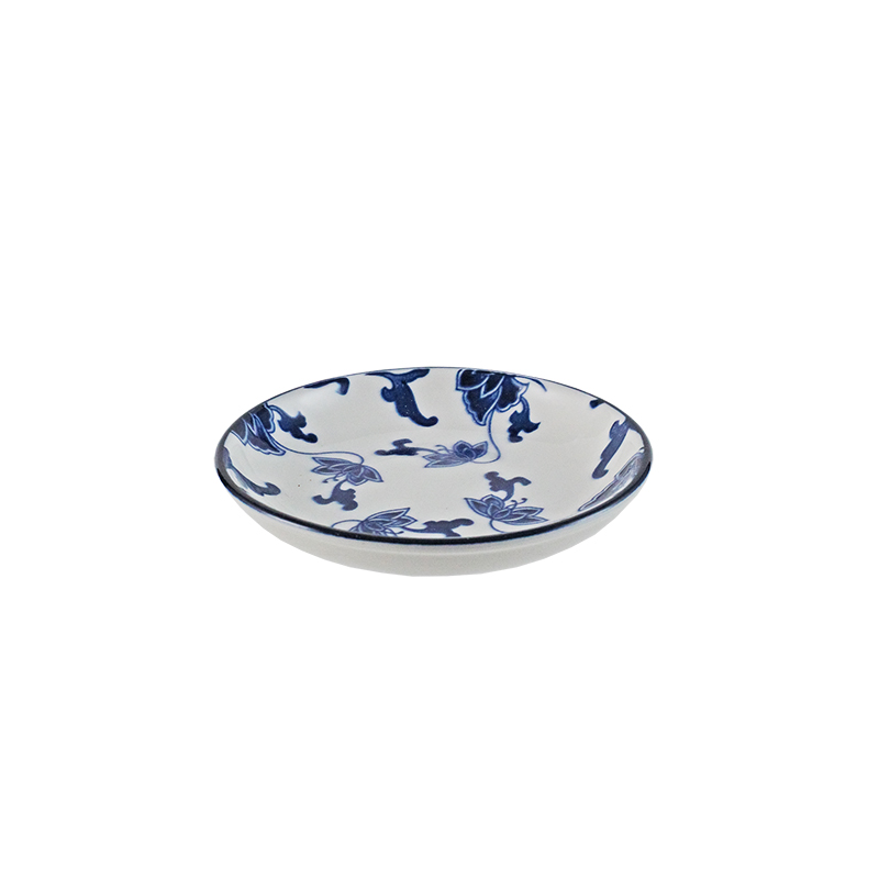 大同磁器 象牙強化 2.8寸皿 156 華夏青花瓷(8.6x8.6xH1.6cm)