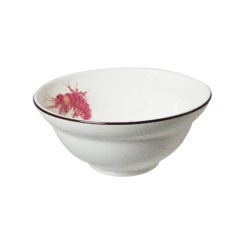 大同磁器 象牙強化 4.2寸天井 龍蝦+劃邊(1)(12x12xH4.2cm)
