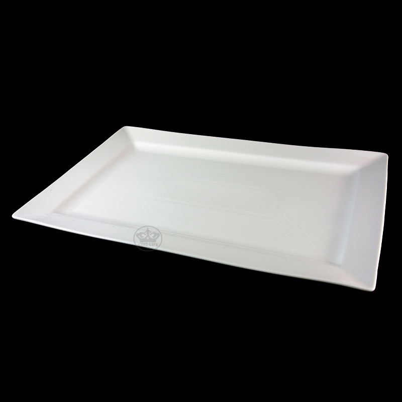 大同磁器 象牙強化 寬邊長方盤 S001(46.4x30.3xH3cm)