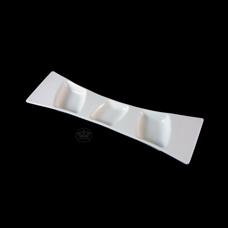 大同磁器 象牙強化 29型三格皿 S001(26.5x5xH2.5cm)