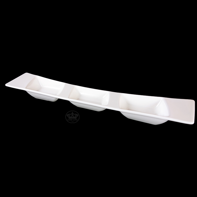 大同磁器 象牙強化 三格皿 S001(41x7.5xH2.5cm)