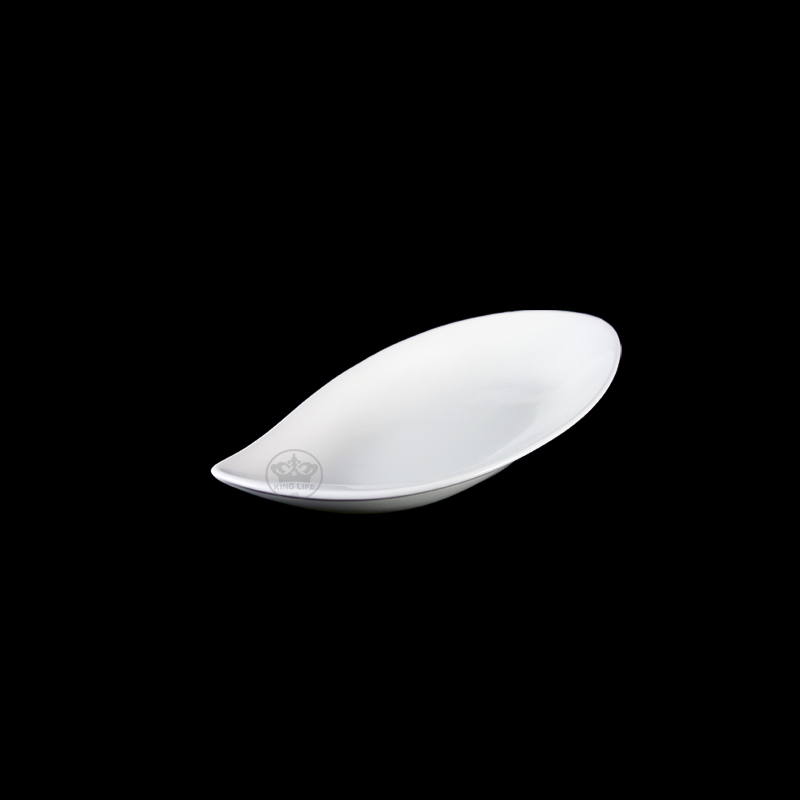 大同磁器 象牙強化 新葉形盤/小 S001(18x9.1x3.5cm)