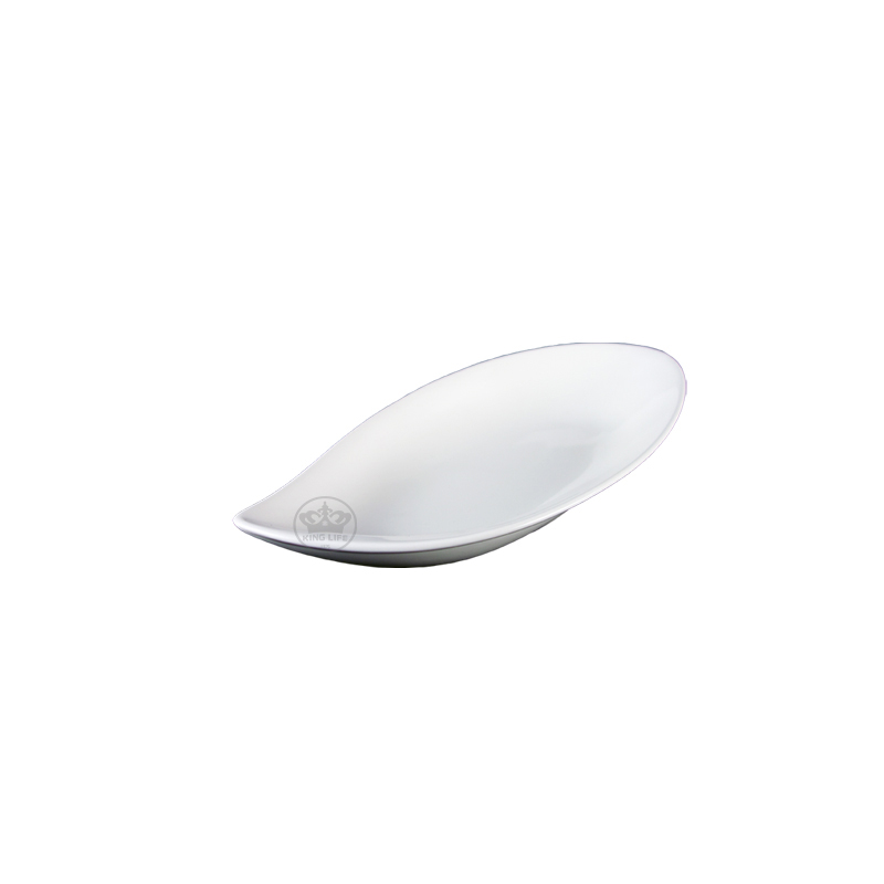 大同磁器 象牙強化 新葉形盤/小 S001(18x9.1x3.5cm)