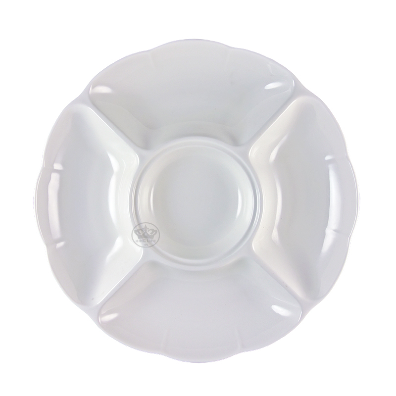 大同磁器 象牙強化 五果盤 S001(36.5x36.5xH4.3cm)