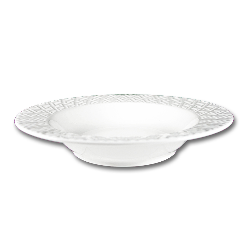 大同磁器 象牙強化 11吋菱格(原民花)義大利大圓皿(27.7x27.7xH4.9cm)