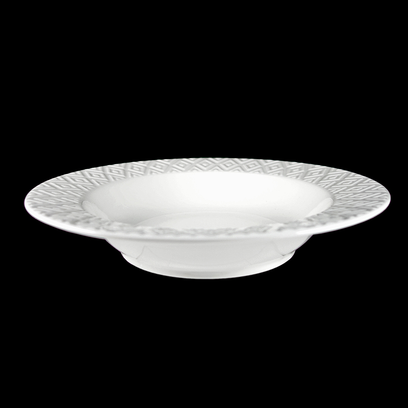 大同磁器 象牙強化 11吋菱格(原民花)義大利大圓皿(27.7x27.7xH4.9cm)