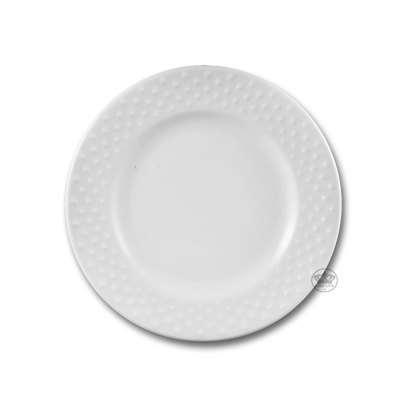 大同磁器 象牙強化 7吋平皿 點點 (銅盤花)