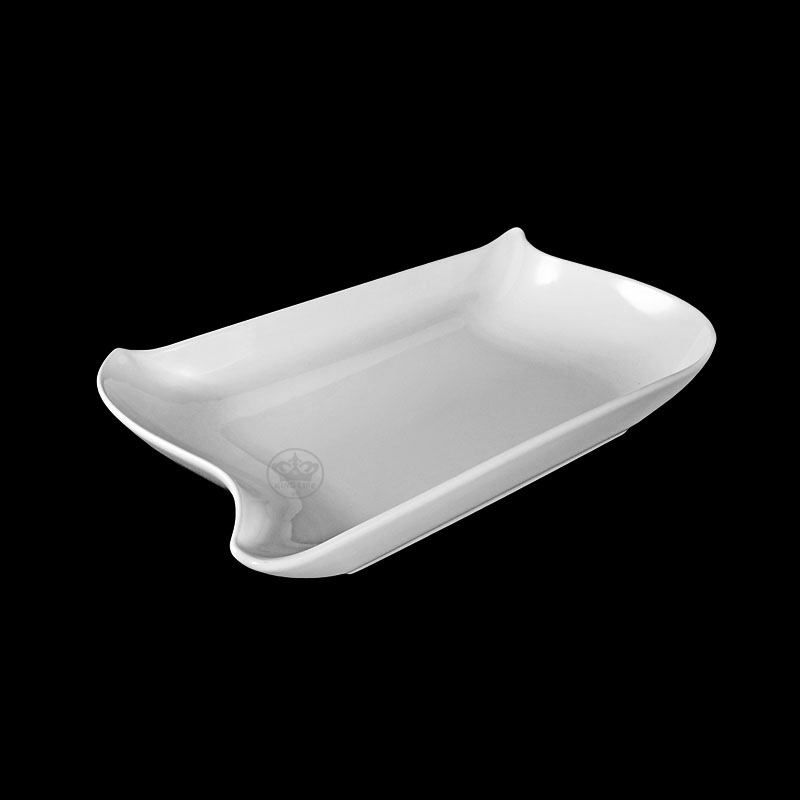 大同磁器 象牙強化 旋形長深皿 S001(24x15.2xH4.4cm)