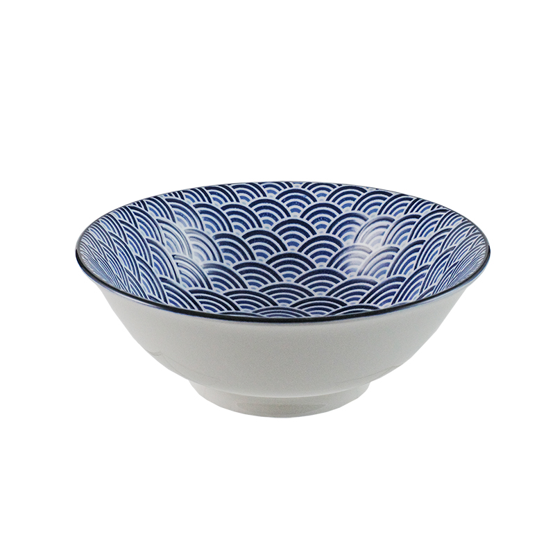 大同磁器 象牙強化 6吋 拉麵碗 155 日式海波浪(16x16xH6cm/500cc)