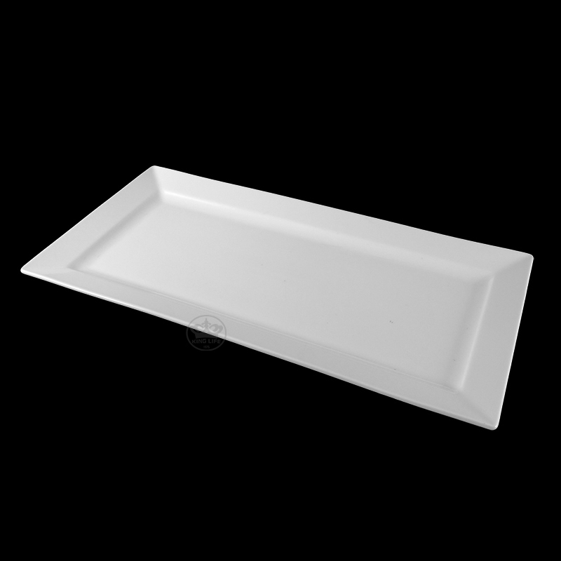 大同磁器 象牙強化 長方盤 S001(36.3x17.5xH2.7cm)