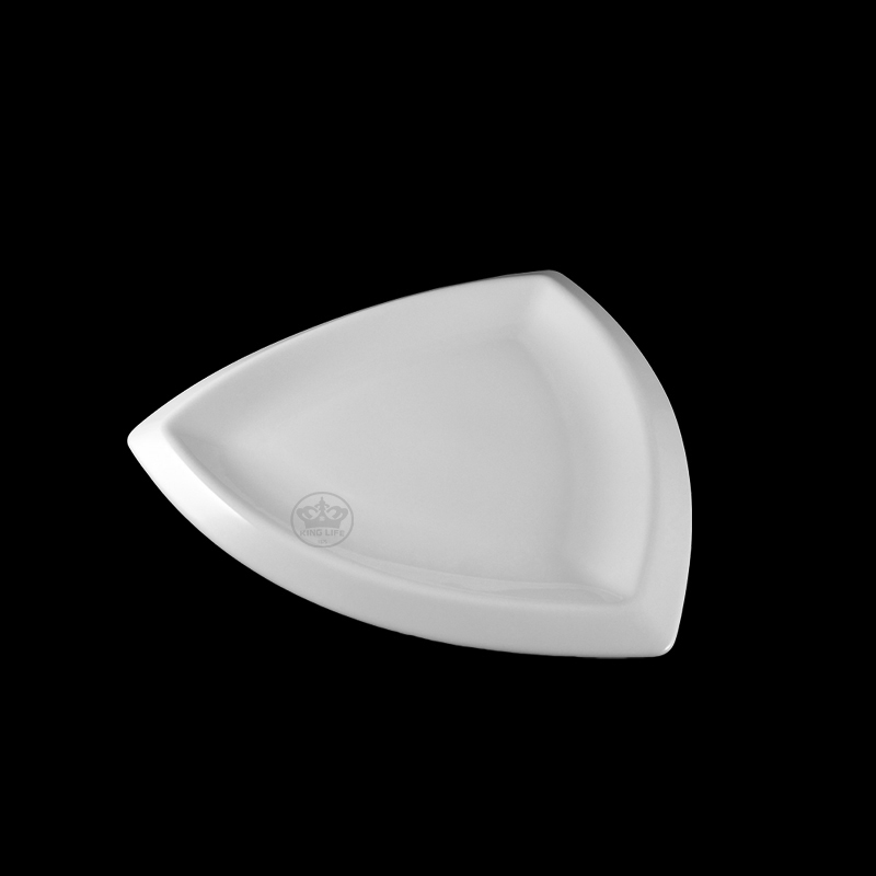 大同磁器 象牙強化 三角皿(圓邊) S001(28.3x28.3xH2.1cm)
