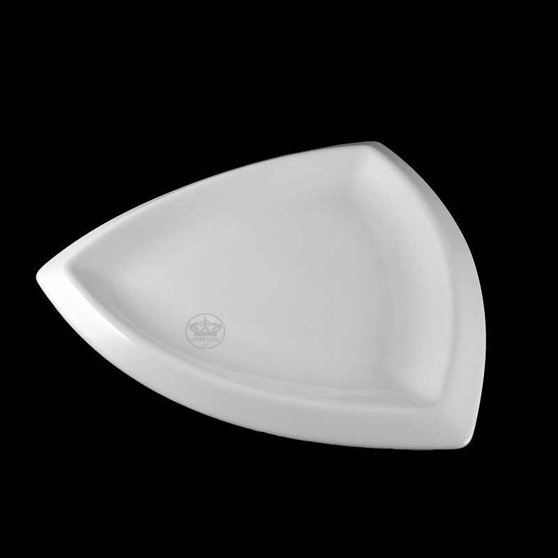 大同磁器 象牙強化 三角皿(圓邊) S001(35.5x35.5xH3cm)