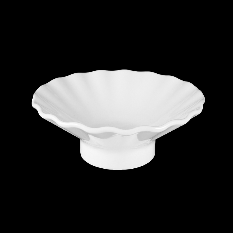 大同磁器 象牙強化 5.25吋紋路高腳皿 S001(13.3x13.3x5cm)