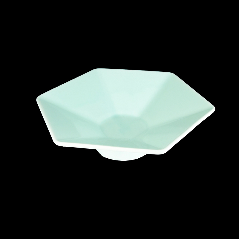 大同磁器 象牙強化 7吋六角皿 綠荷葉(16x16xH5cm)
