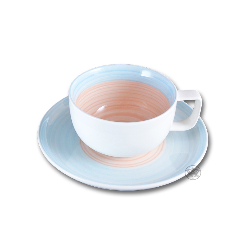 碗型咖啡杯 藍粉