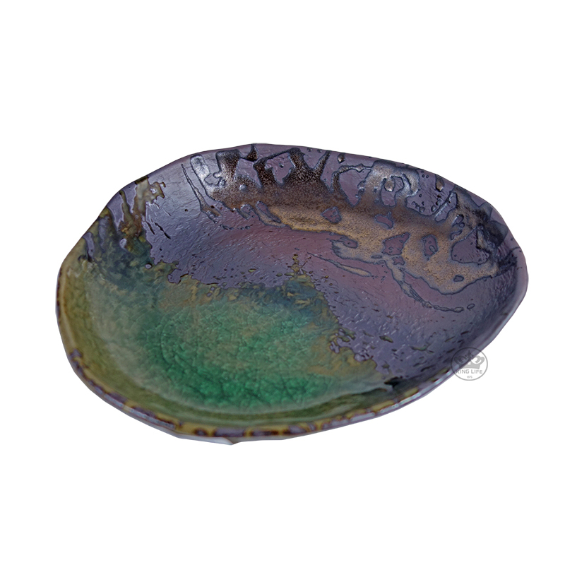 伊賀金彩三角皿26cm