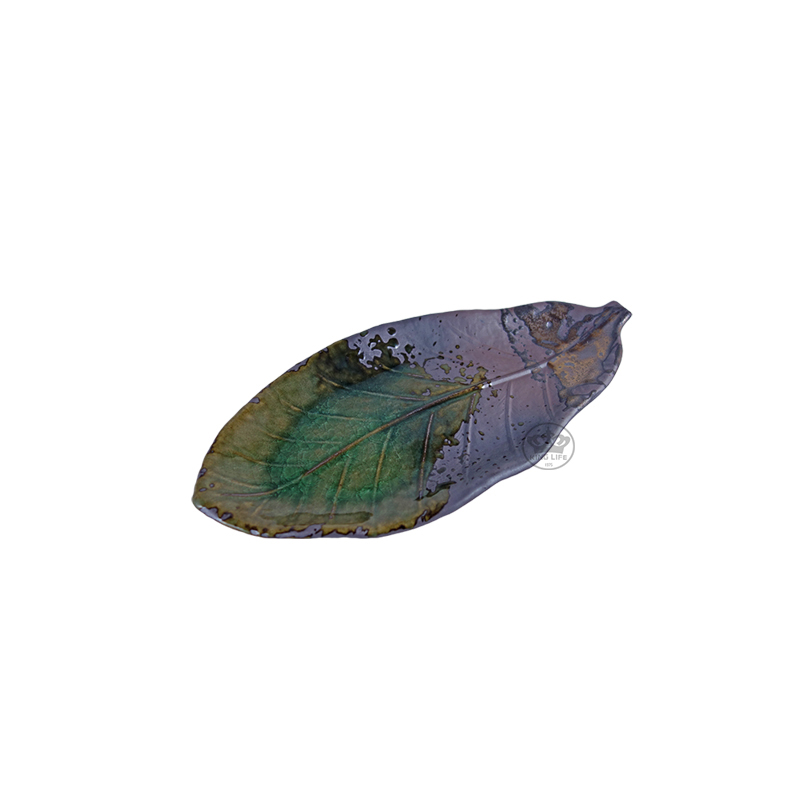伊賀金彩葉型長皿22cm