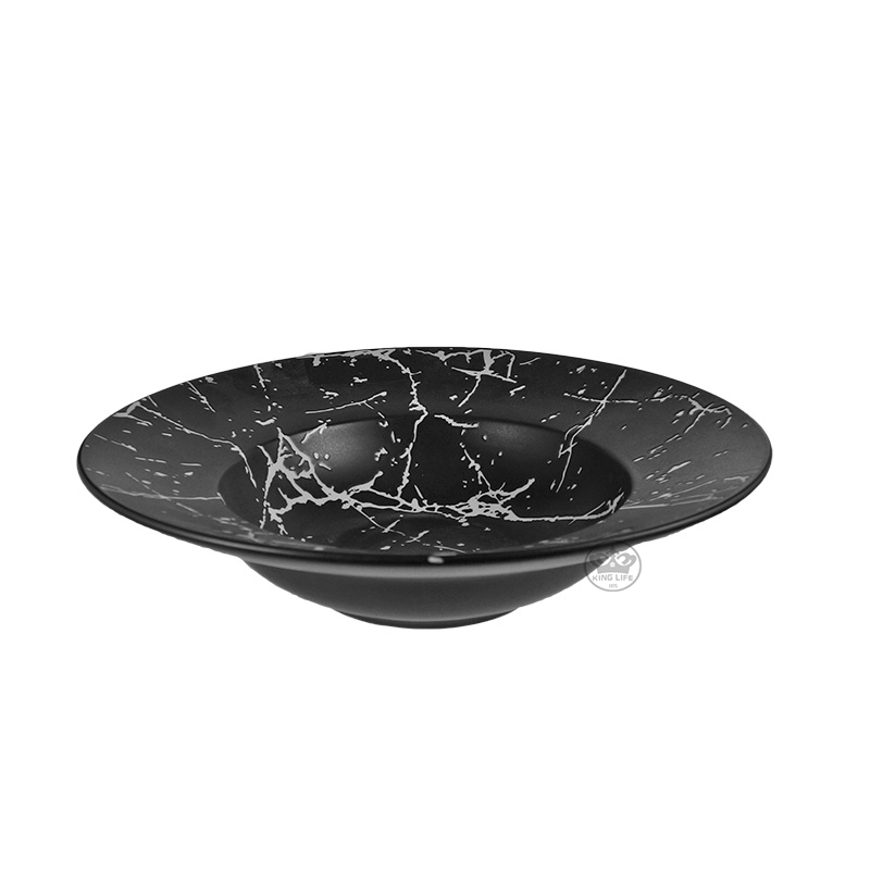 黑釉潑墨義大利麵盤11.25"(285*H70mm)