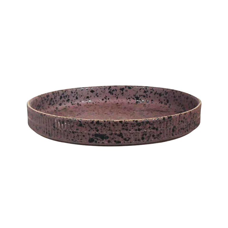 7.5"金邊亮點黑圓盛器