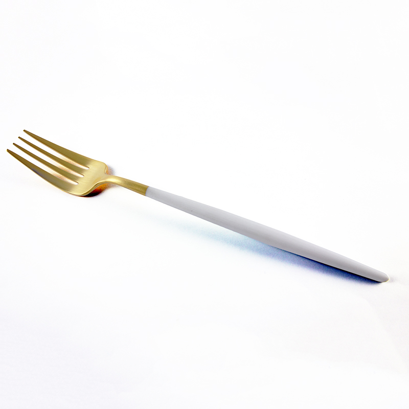 GOA WHITE MATT GOLD 餐叉