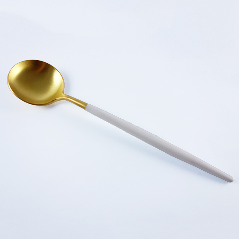 GOA WHITE MATT GOLD 餐用湯匙