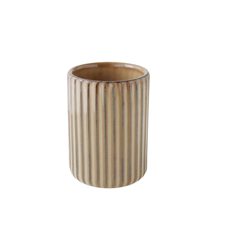 霧夜線條湯吞杯280ml 深棕