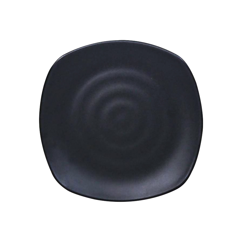 7"陶面四方圓弧盤 黑色 180*20mm