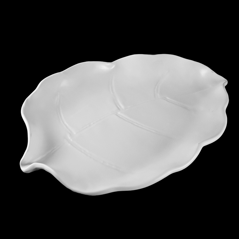 陶面葉形盤 白 37*26*4cm
