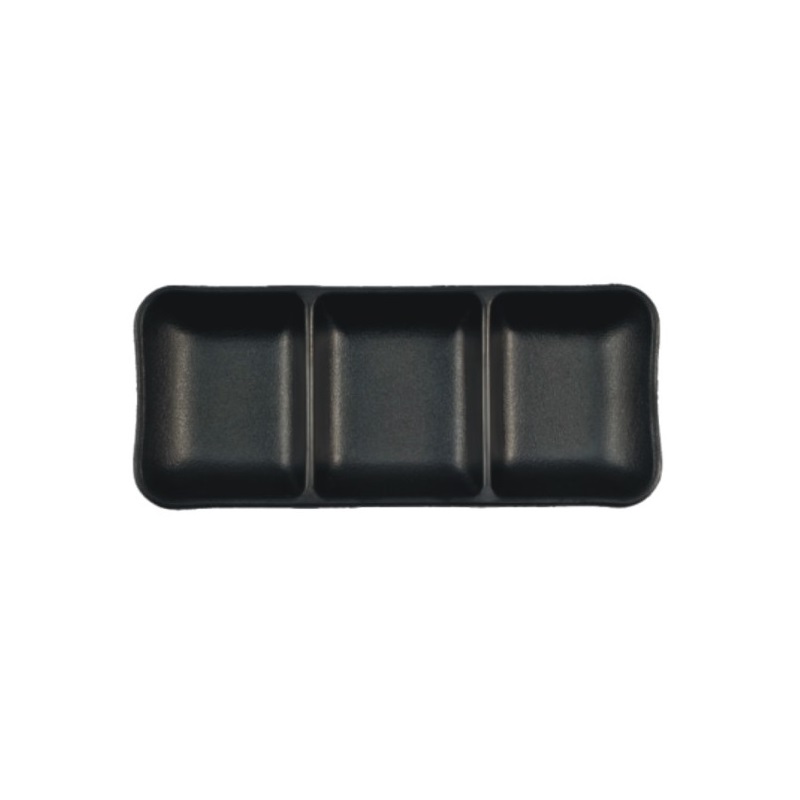 陶面三格碟 黑 19.6*8.4*2.7cm