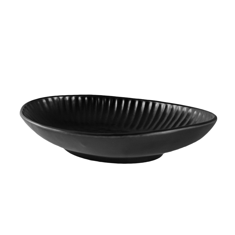 陶面橢圓皿 黑 26.5*19.5*5cm 500ml