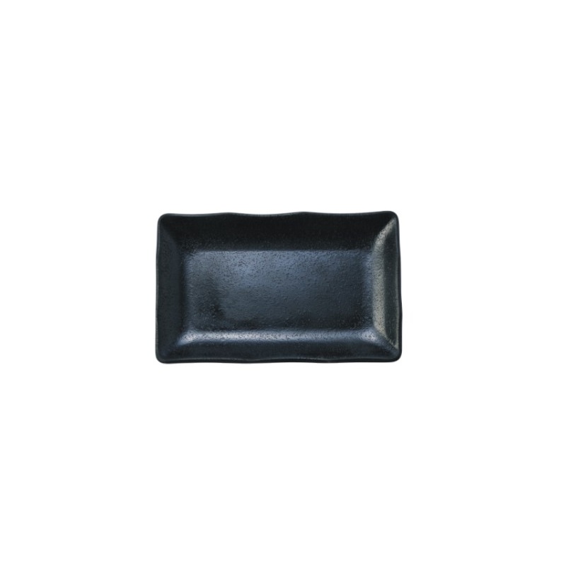 陶面長方燒物盤 黑 20.7*13*2.8cm