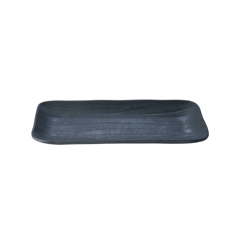 陶面長方燒物盤 黑 27.6*11.7*2.8cm