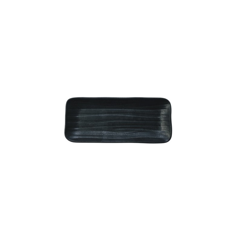 陶面長方燒物盤 黑 27.6*11.7*2.8cm