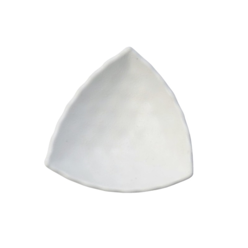 陶面不規則三角盤 白 10.5*4.1cm